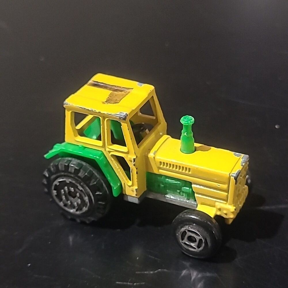 Majorette Vintage Farm Tractor Yellow / Green 1/65 (3") Pre-Owned Made in France